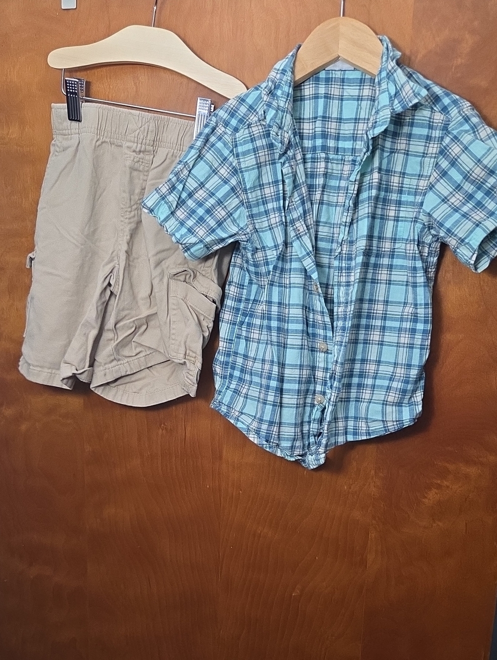 Wrangler Boys Light Blue Plaid Short-Sleeve Button-Down Shirt And Shorts Set
